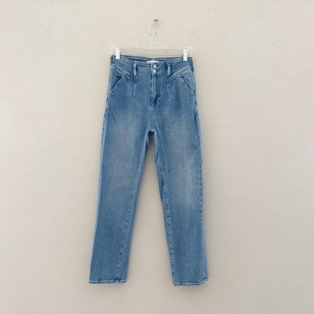Paige Sarah Straight Ankle Jeans Denim Blue High Pleated Classic Retro 90s 29 - Picture 4 of 12